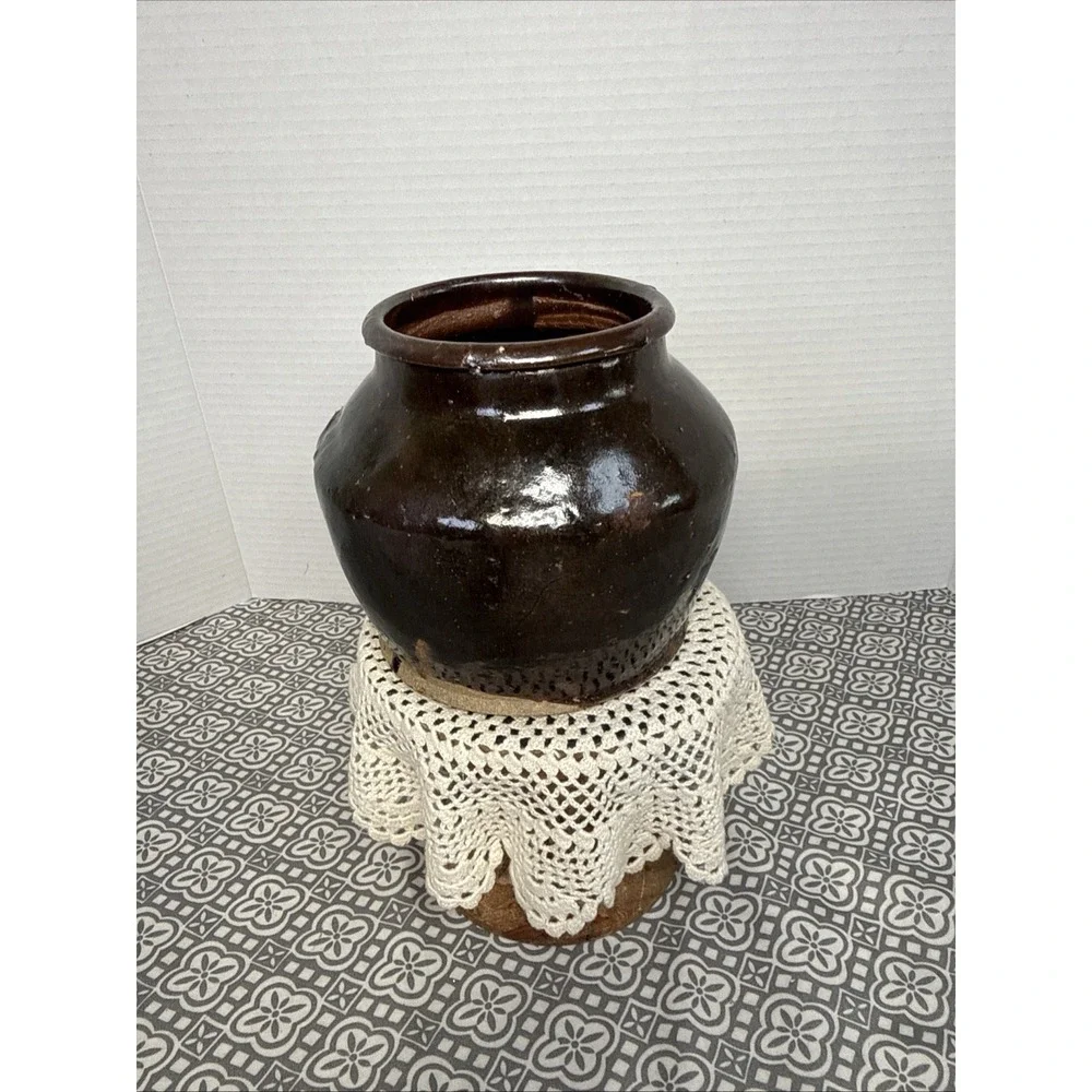 Chinese Stoneware Brown Glazed Pottery Storage Jar Qing 20th Century